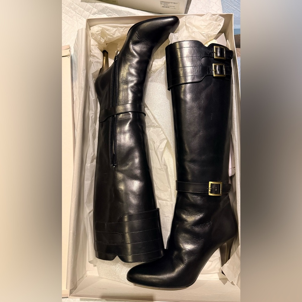 JIMMY CHOO Black Calf Leather Boots. Size: 9.5 (runs a size small) OPEN TO OFFER